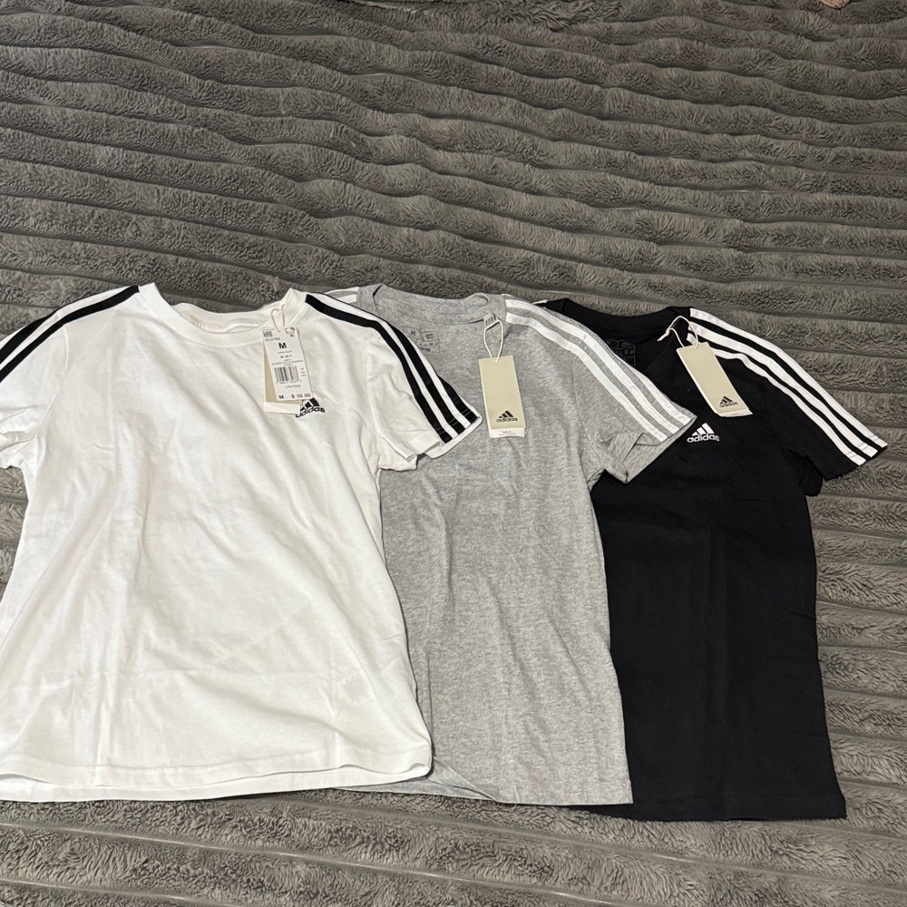 adidas woman’s Short Sleeve Tee bundle- White, Gray, Black